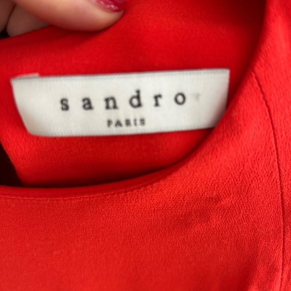 Sandro Red Long Sleeve Open-Back Dress - Picture 7 of 12